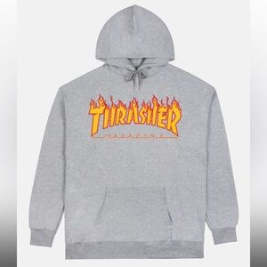 Thrasher Flame Hoodie in Grey